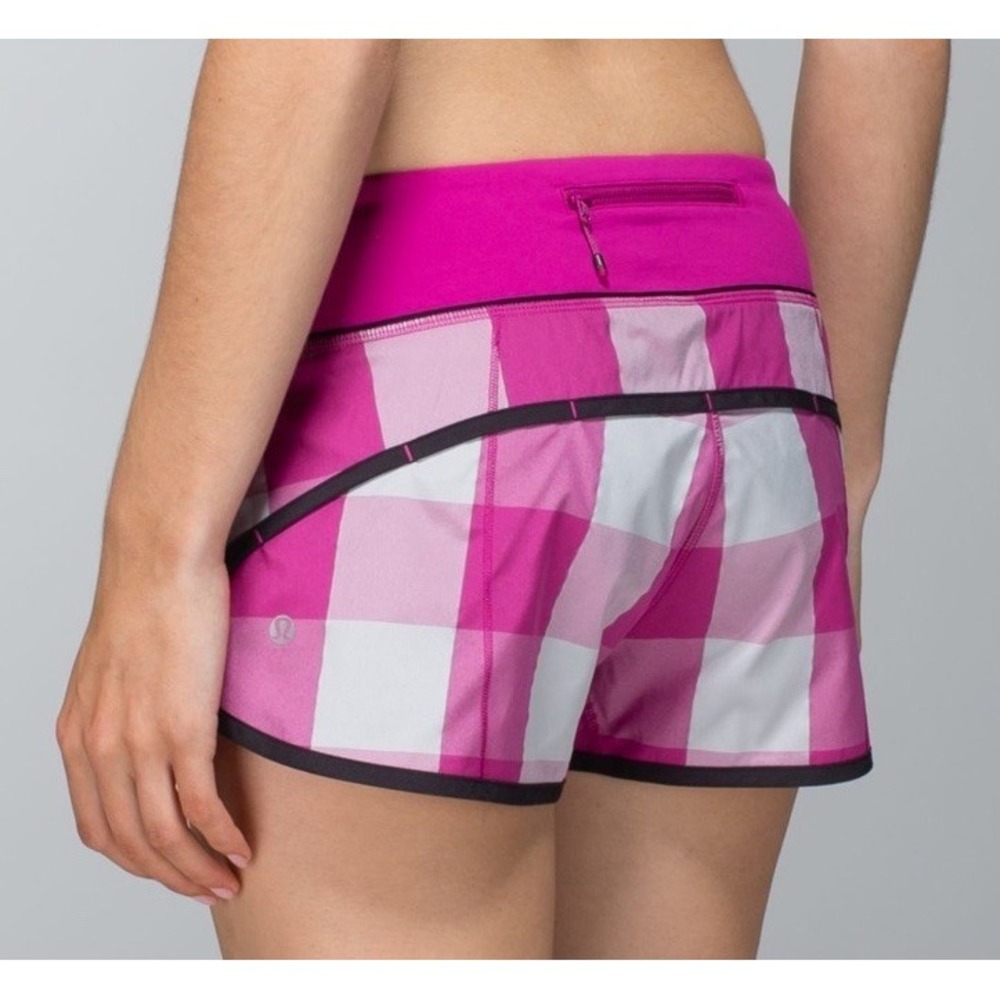 Lululemon Run Speed Short Gingham Check Reflective Swiftly Raspberry Size 8
